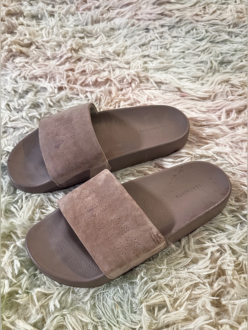 AllSaints Karli Suede Sliders Size 38 - Picture 3 of 9